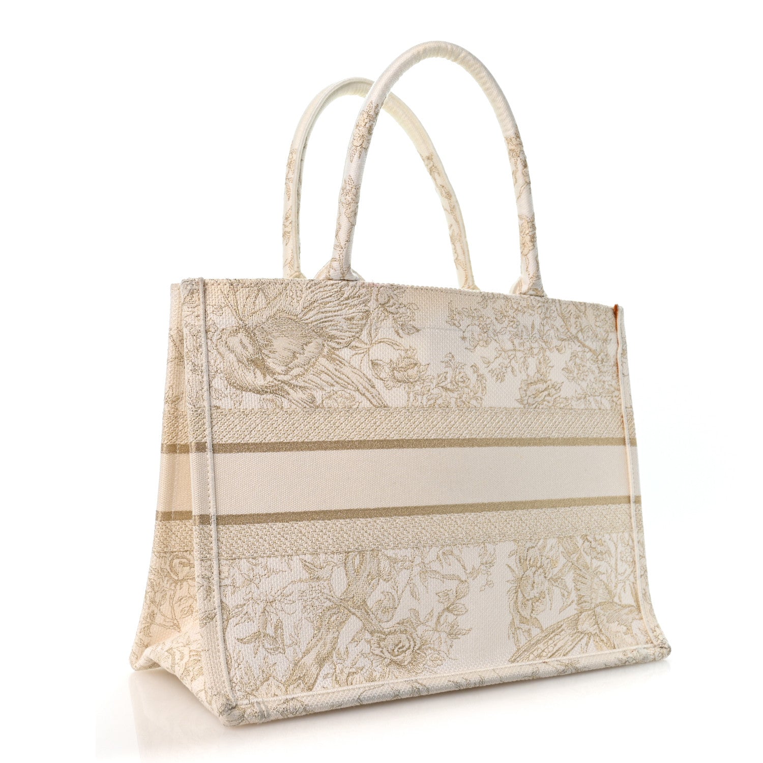 Christian Dior Canvas Embroidered Medium Jardin D'Hiver Book Tote White Gold 2 of 11