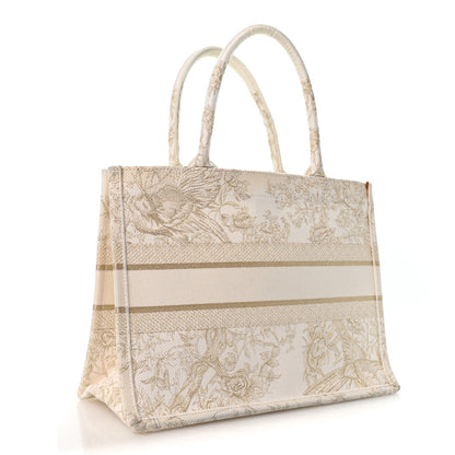 Christian Dior Canvas Embroidered Medium Jardin D'Hiver Book Tote White Gold 2 of 11