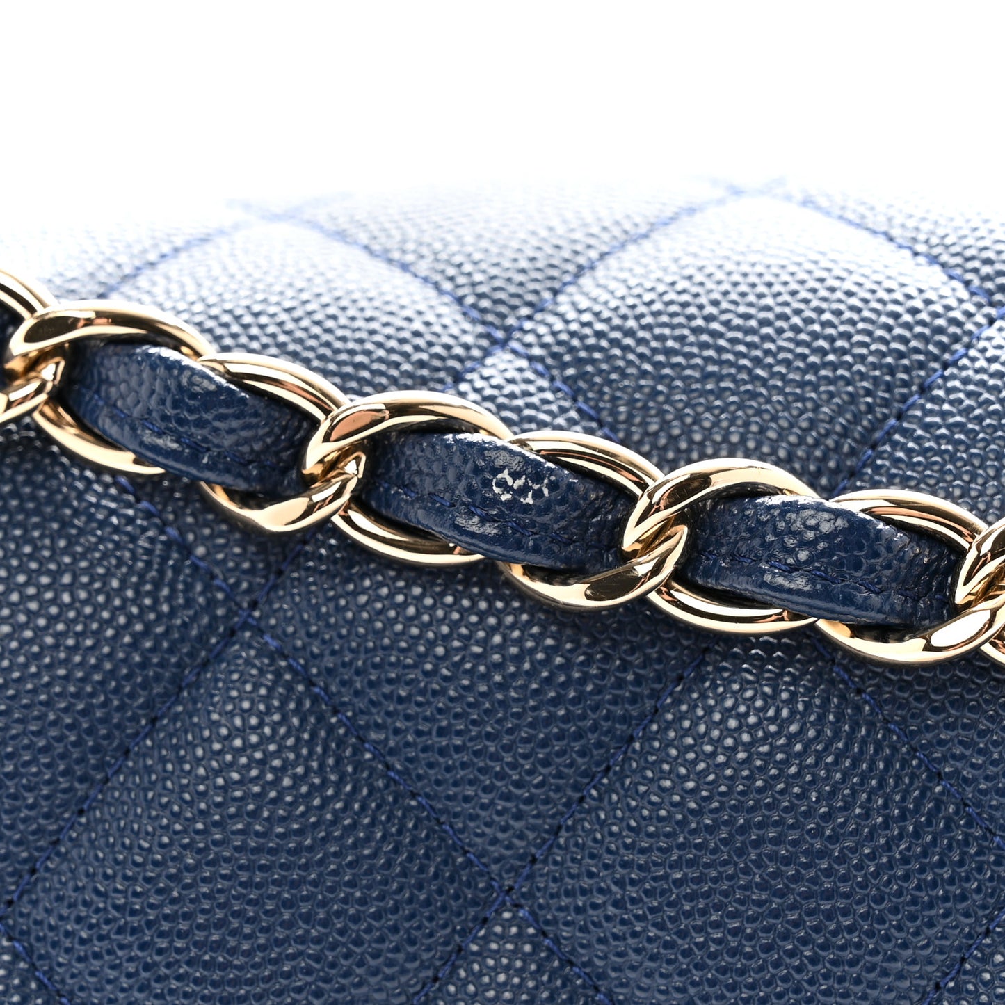 Caviar Quilted Jumbo Double Flap Navy Blue