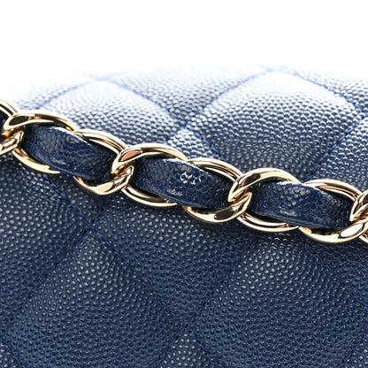 Chanel Caviar Quilted Jumbo Double Flap Navy Blue 11 of 12