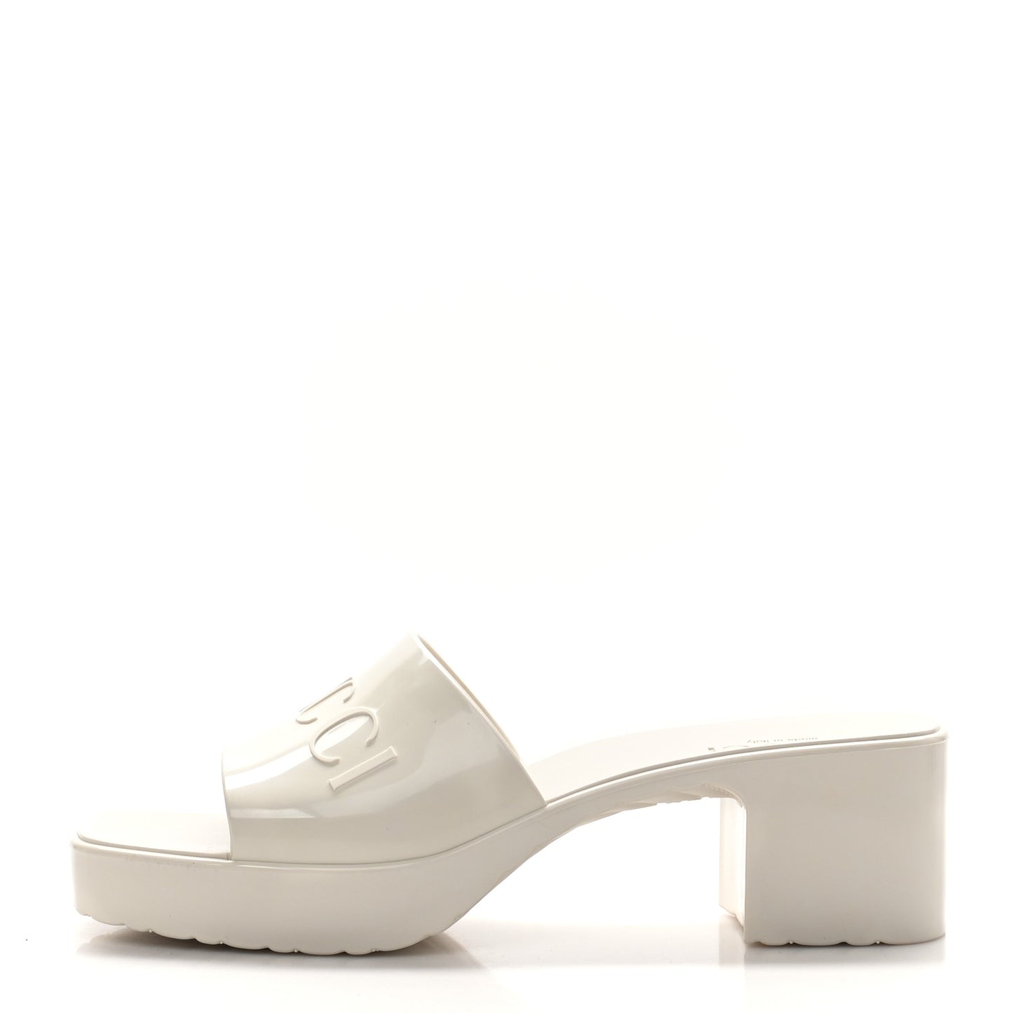 Rubber Gucci Logo Womens Platform 20/60mm Slide Sandals 37 Mystic White