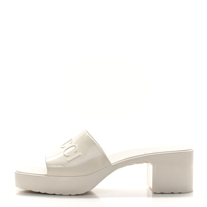 Gucci Rubber Gucci Logo Womens Platform 20/60mm Slide Sandals 37 Mystic White 1 of 10
