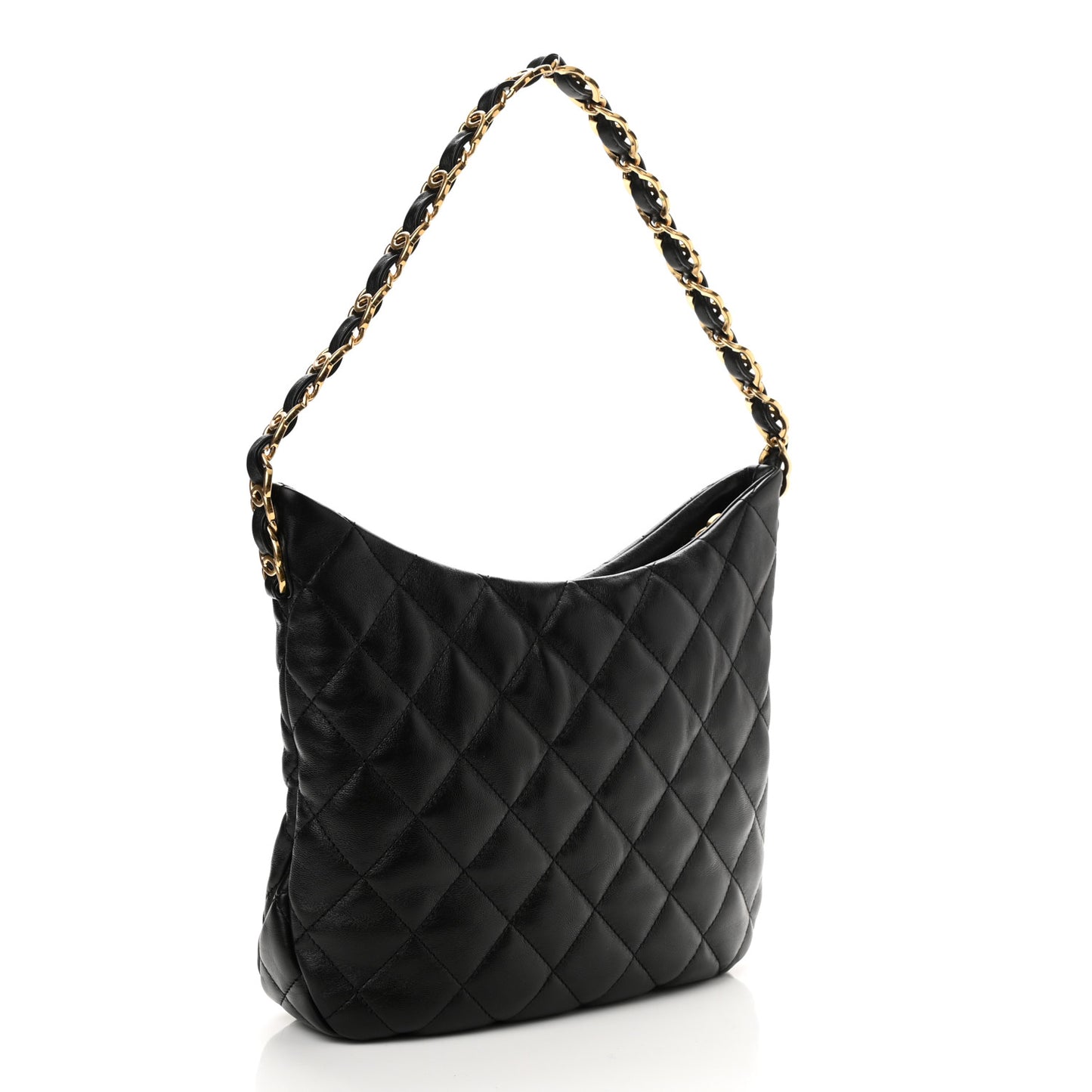 Lambskin Quilted Hobo Black