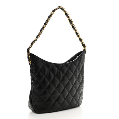 Chanel Lambskin Quilted Hobo Black 3 of 10