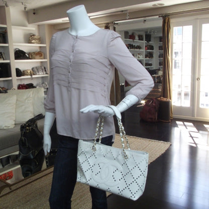 Chanel Patent Perforated Tote White 2 of 13