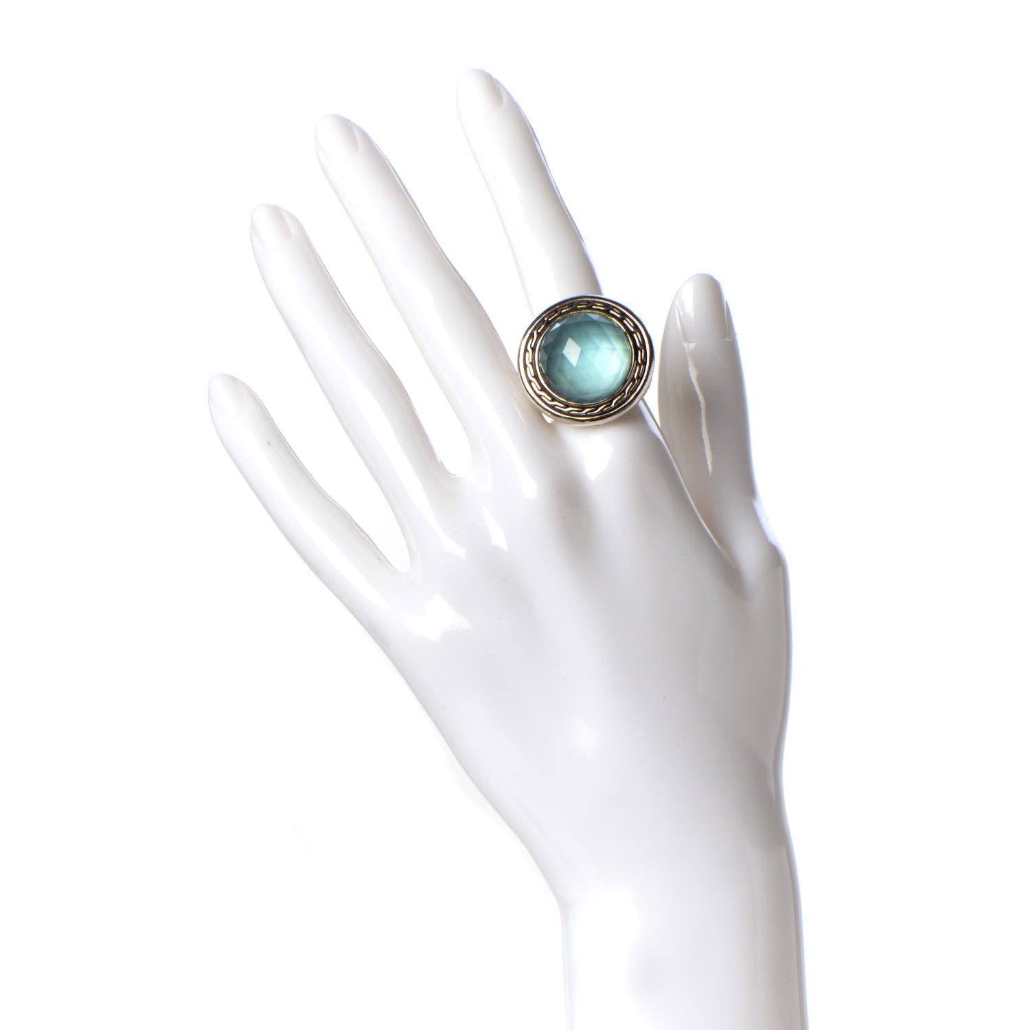 John Hardy Sterling Silver Blue Topaz Batu Bedeg Ring 57 8 2 of 5