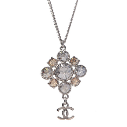 Chanel Crystal CC Drop Pendant Necklace Silver 4 of 5