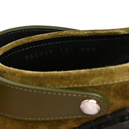 Gucci Suede Womens Horsebit Platform Mules 38.5 Dark Green 10 of 11