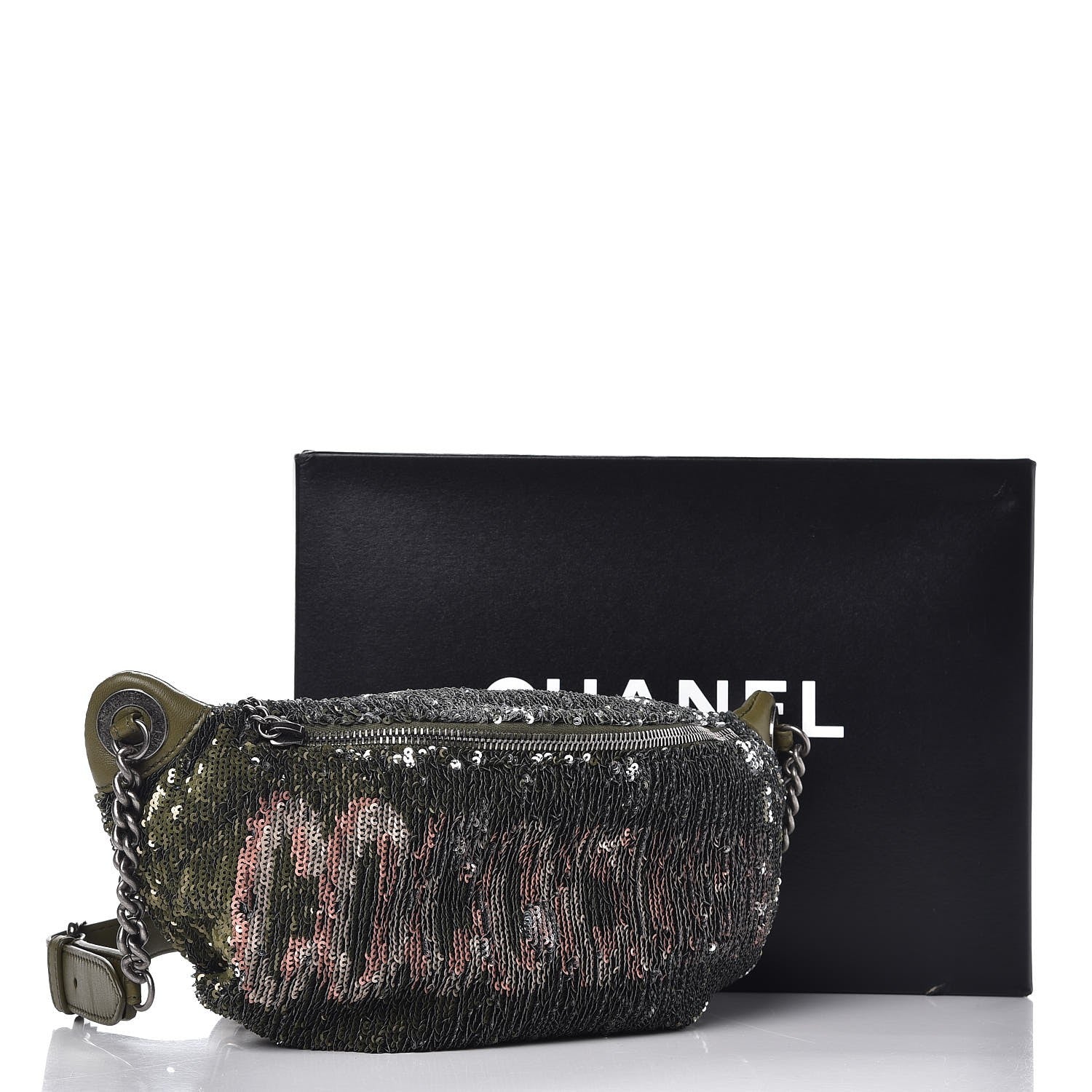 Chanel Sequin Coco Cuba Waist Bag Fanny Pack Khaki 10 of 10