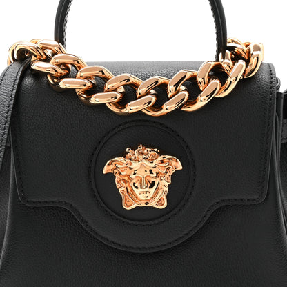 Versace Grained Calfskin Small La Medusa Top Handle Bag Black 12 of 17