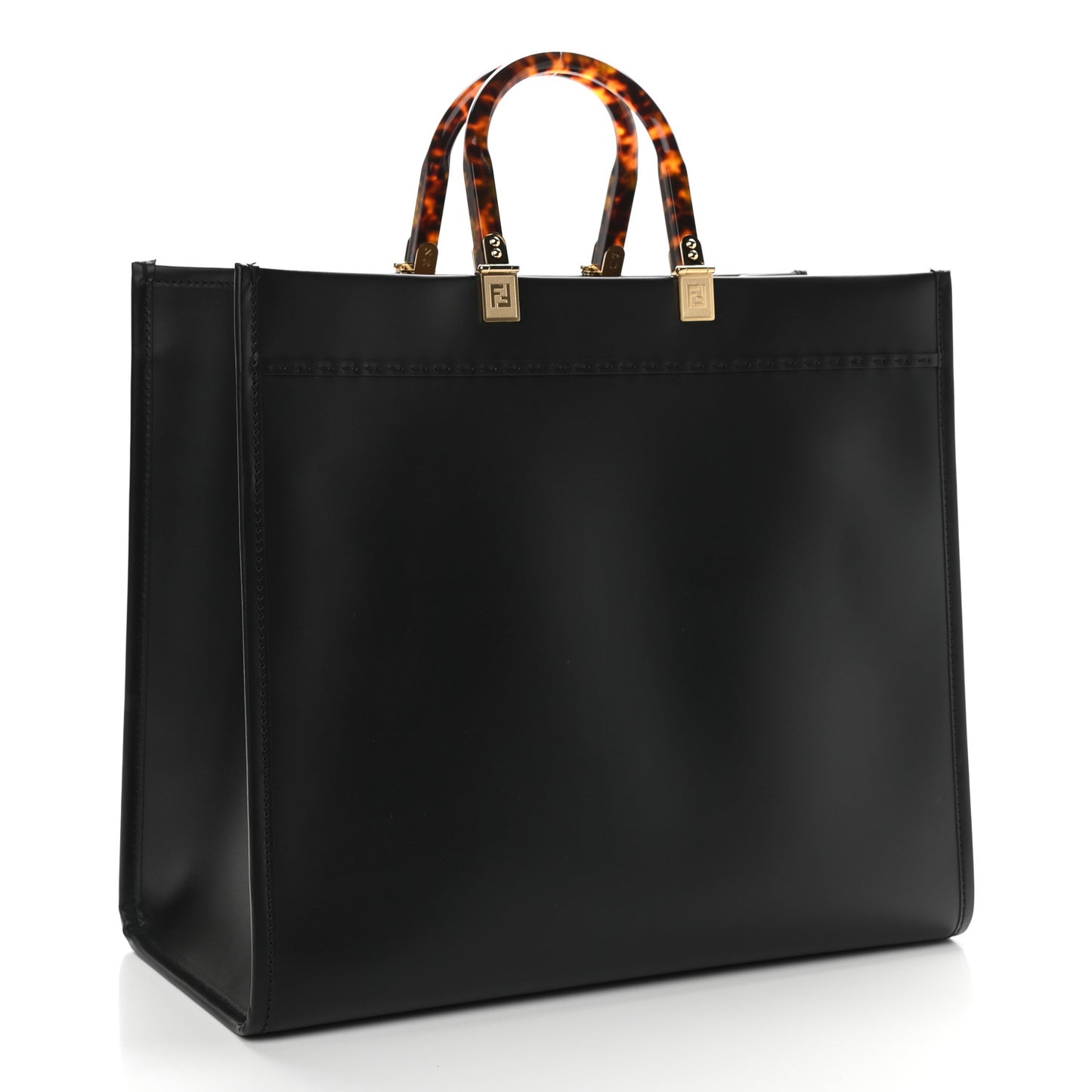 Vitello King Plexiglass Large Fendi Sunshine Shopper Tote Black