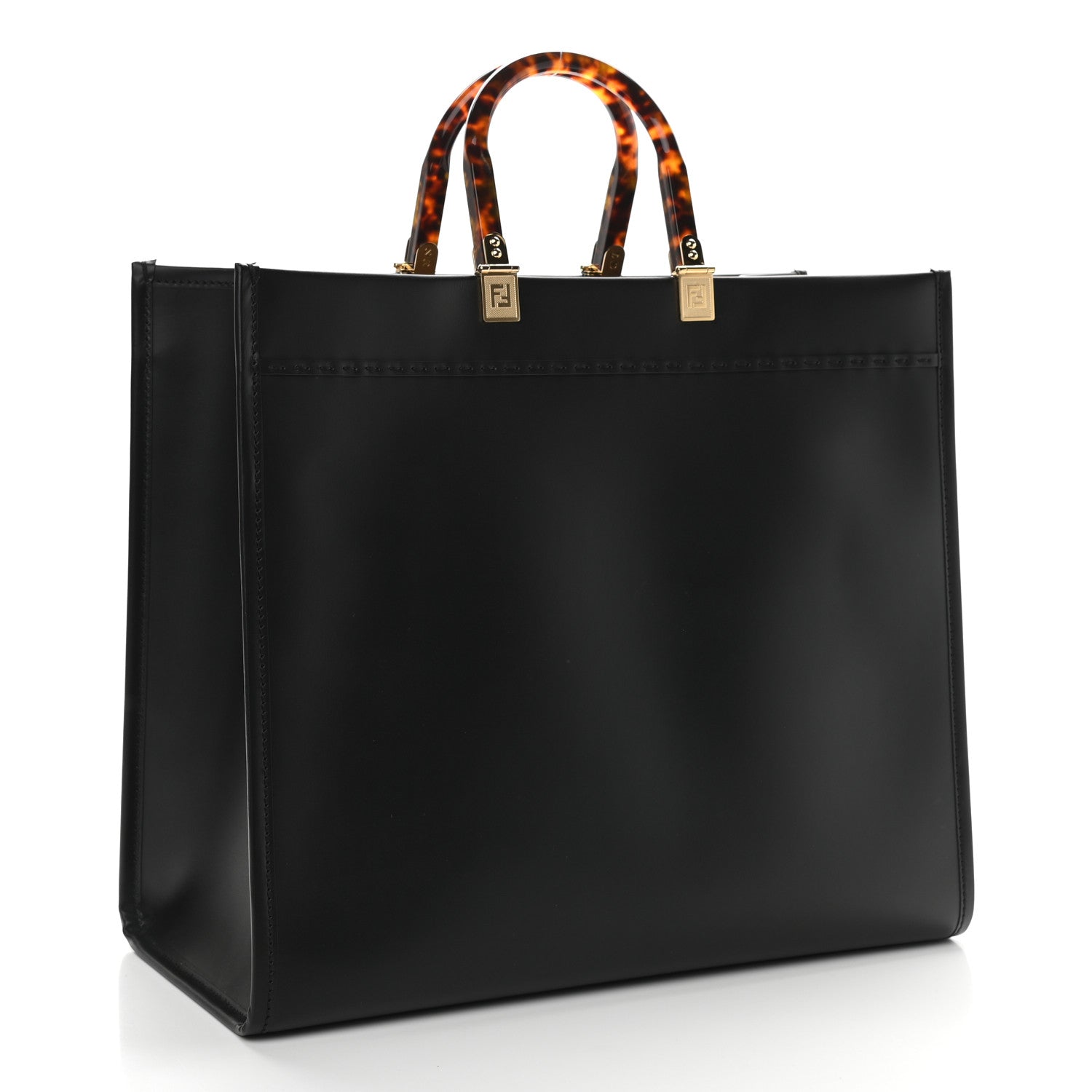 Fendi Vitello King Plexiglass Large Fendi Sunshine Shopper Tote Black 2 of 8