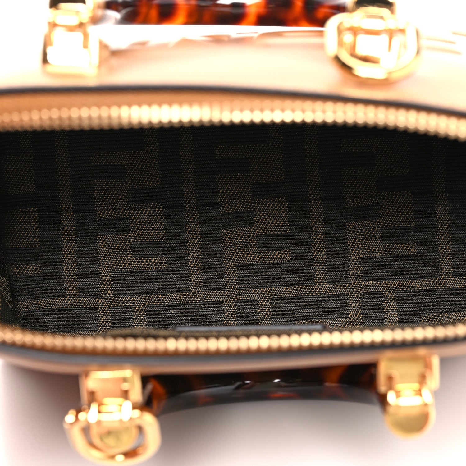 Fendi Vitello King Plexiglass Logo Embossed Mini By The Way Top Handle Boston Bag Caramello 5 of 10