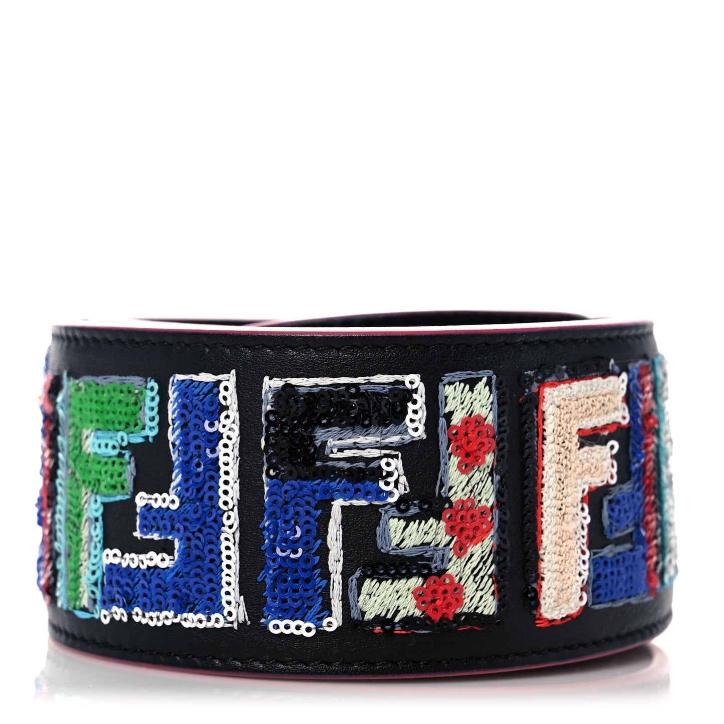 Calfskin Sequin Fun Fair Strap You Black Multicolor