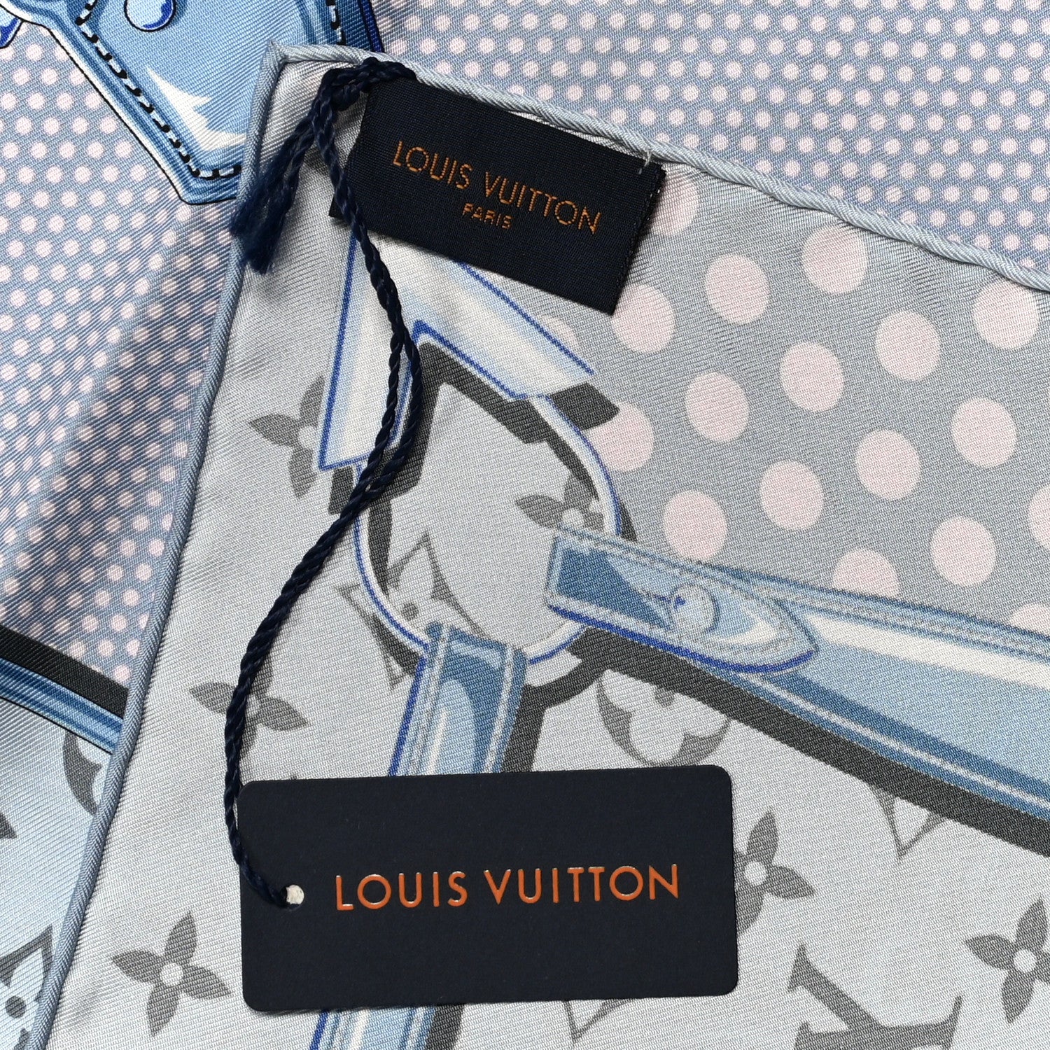 Louis Vuitton Silk Monogram Pop Confidential Square Scarf Light Blue 3 of 4