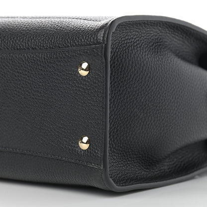 Salvatore Ferragamo Hammered Calfskin Double Handle Small Amy Tote Black 10 of 12