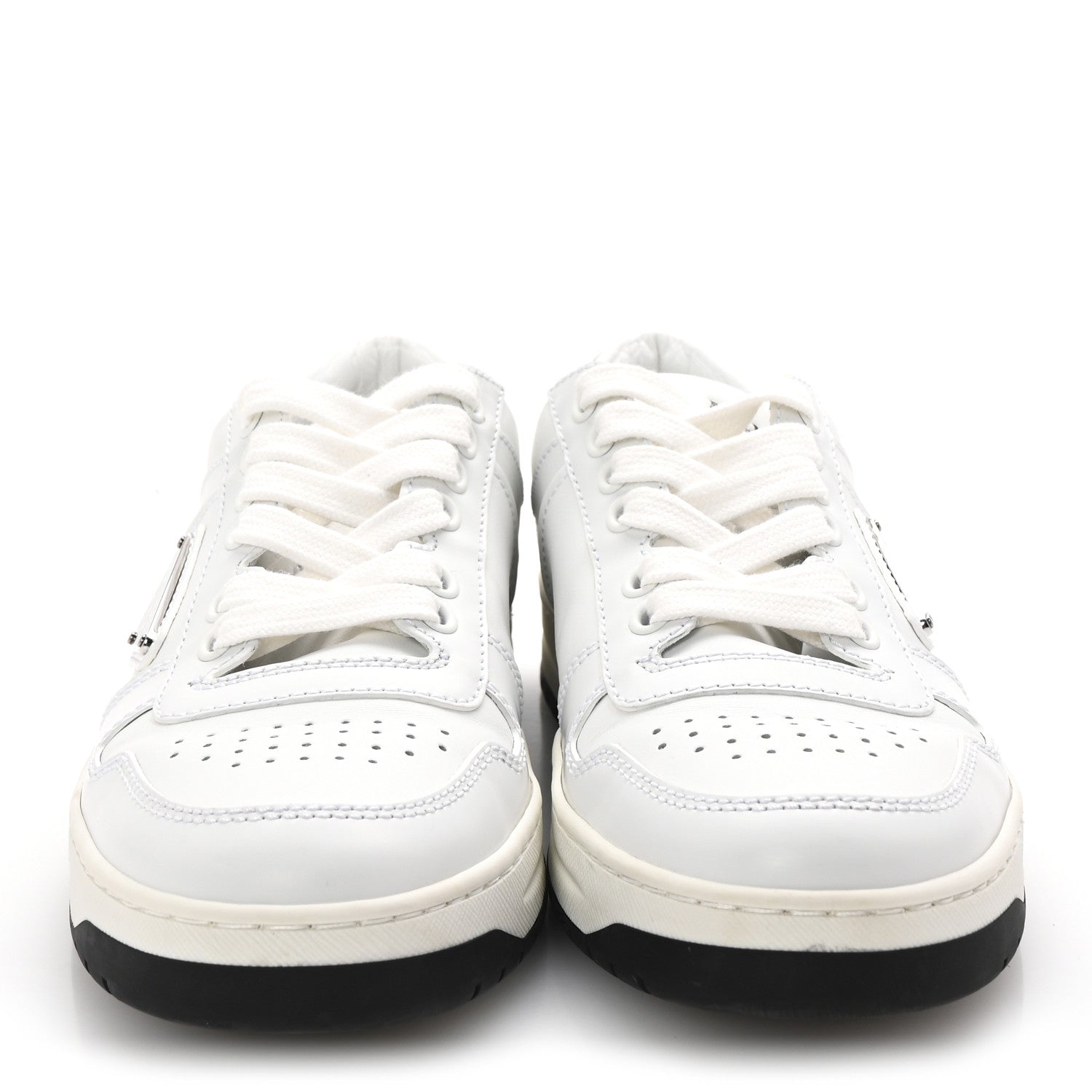 Prada Vitello Rois Triangle Womens Downtown Low Top 30mm Sneakers 36 White Black 3 of 10