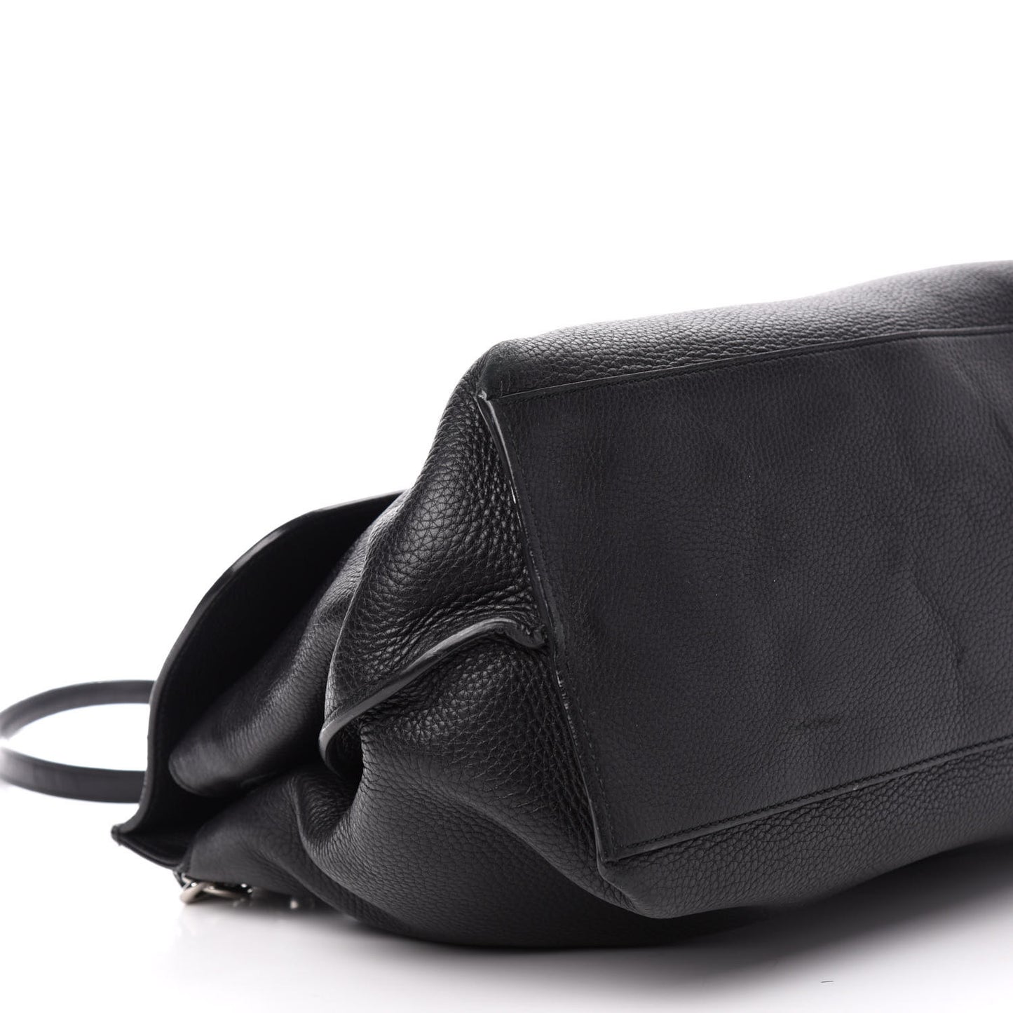 Pebbled Calfskin Large Bamboo Daily Top Handle Bag Black