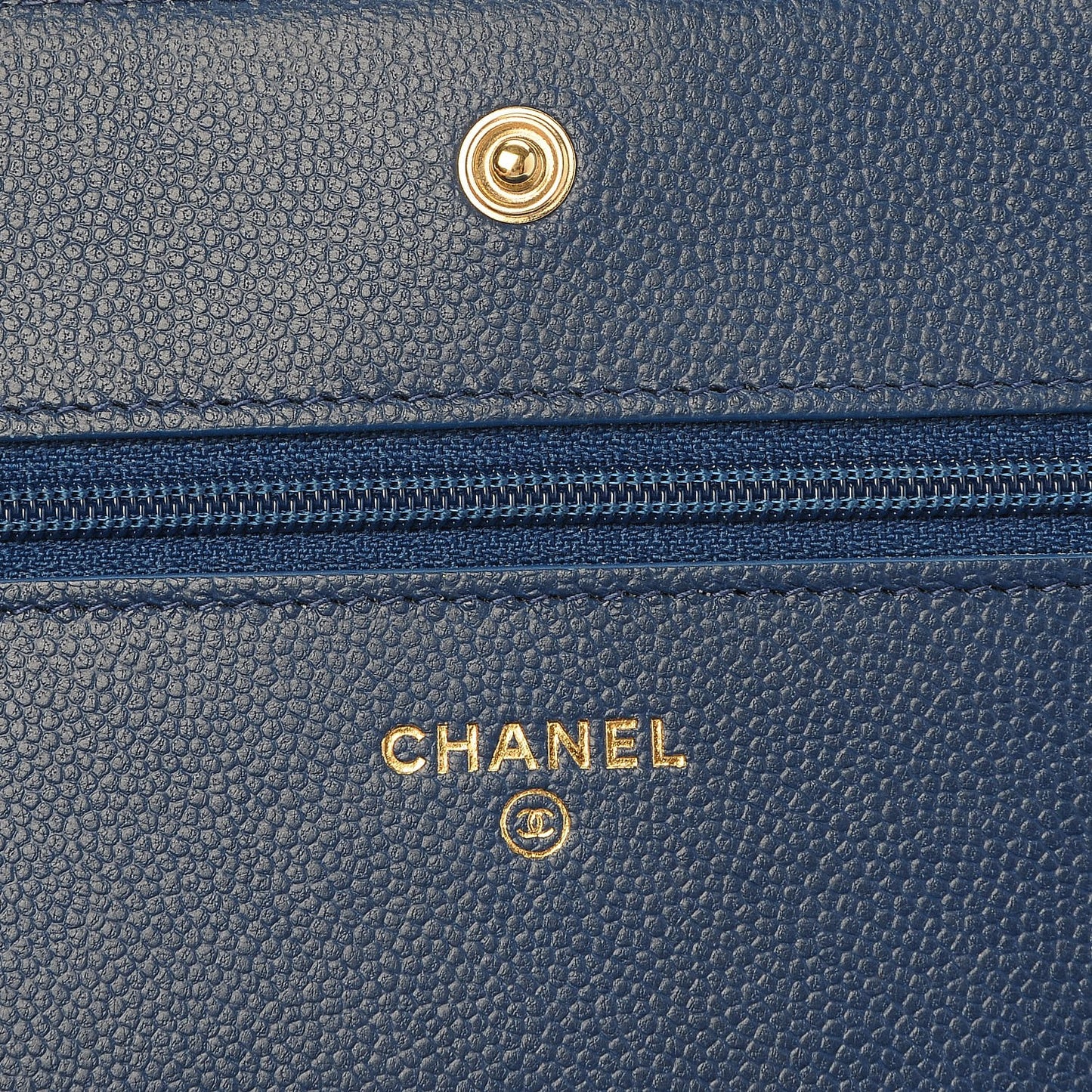 Caviar Quilted Boy Wallet On Chain WOC Dark Blue