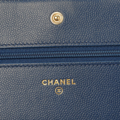 Chanel Caviar Quilted Boy Wallet On Chain WOC Dark Blue 6 of 9