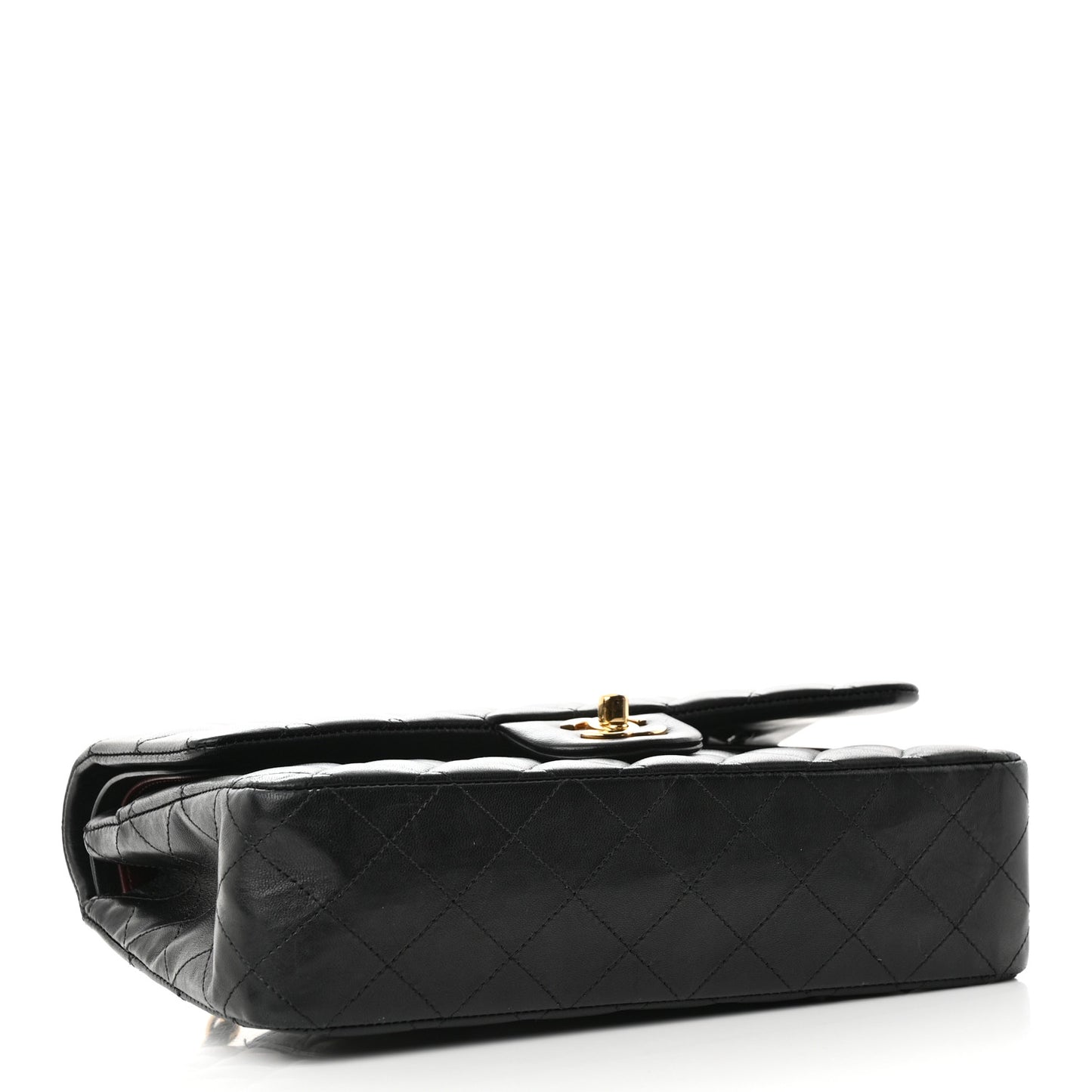 Lambskin Quilted Medium Double Flap Black