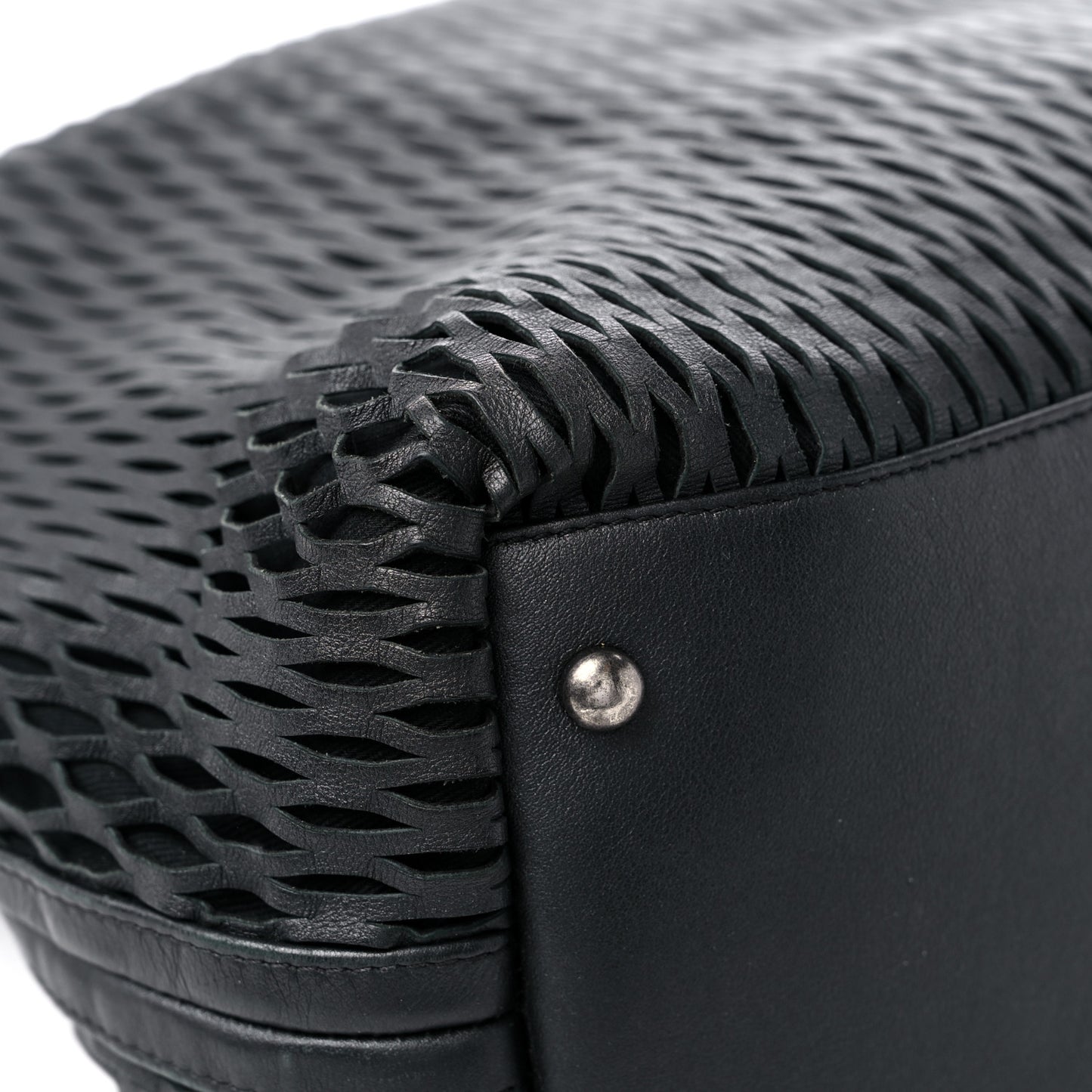 Calfskin Laser Cut Perforated CC Tote Black