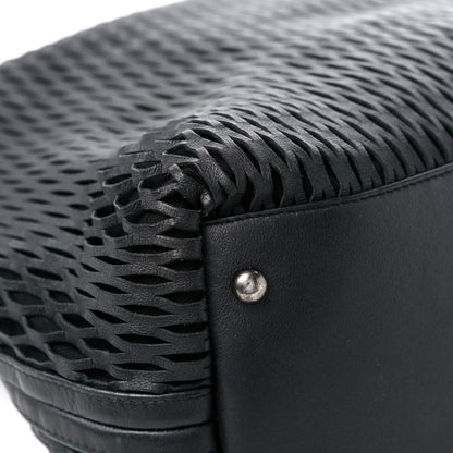 Chanel Calfskin Laser Cut Perforated CC Tote Black 10 of 12
