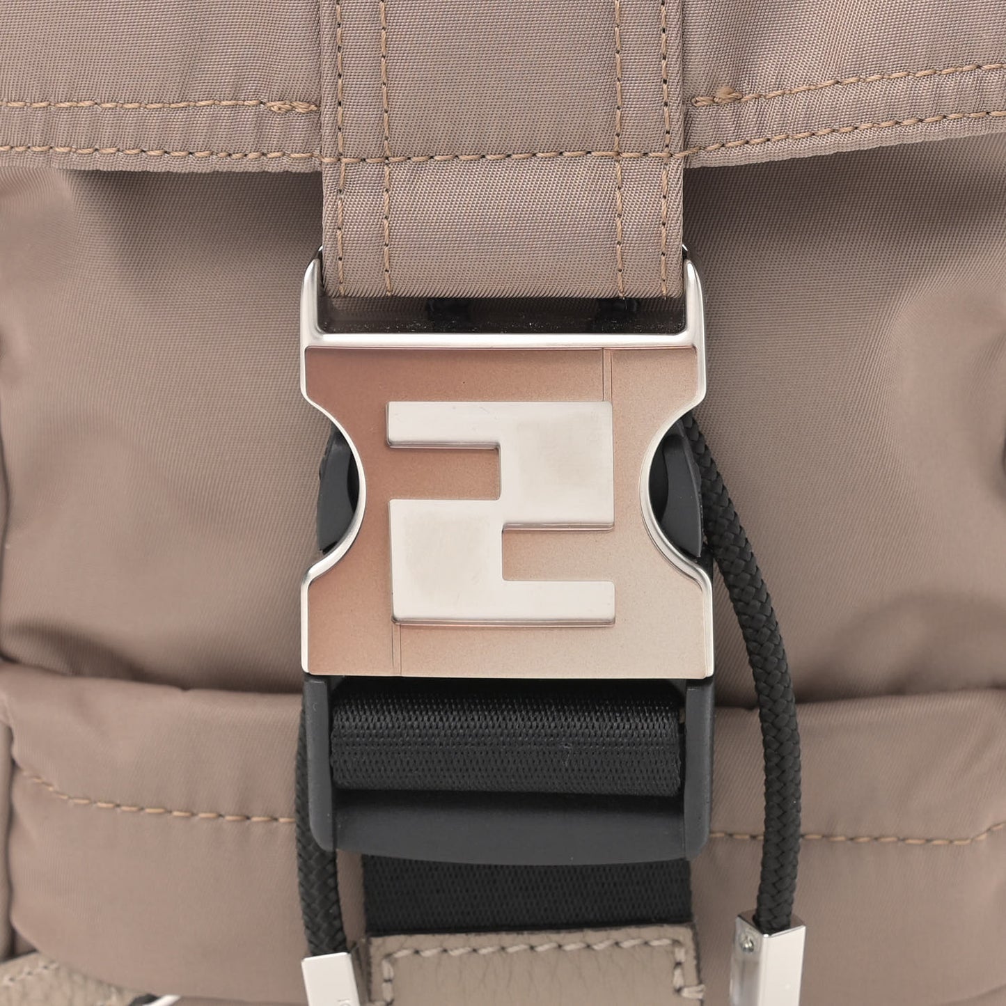 Econyl Nylon Santander Cuoio Roma Mini Fendiness Backpack Corda Palladium Miele Scuro