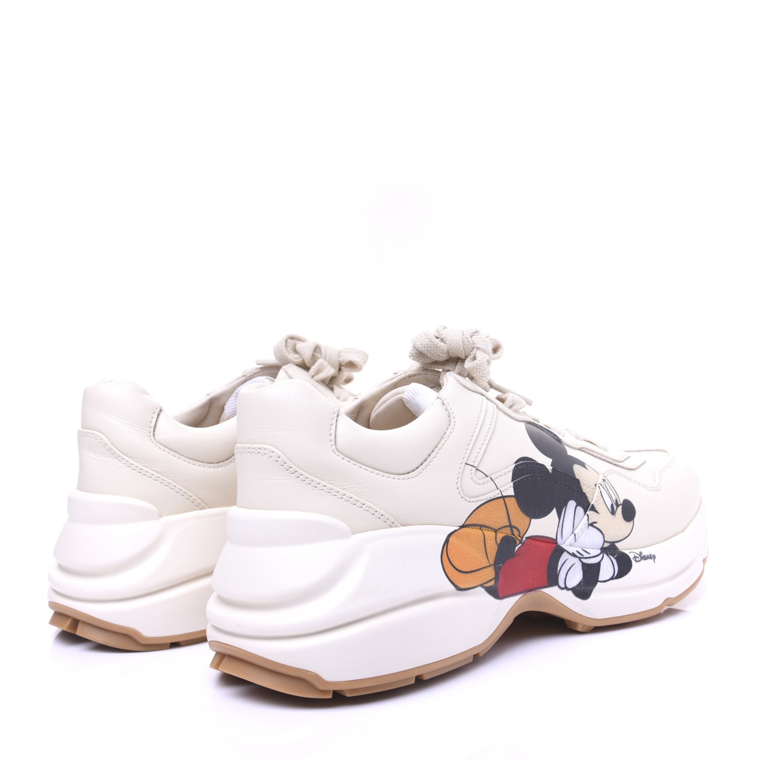 Gucci X DISNEY Calfskin Mickey Mouse Womens Rhyton Sneakers 38.5 Ivory 2 of 18