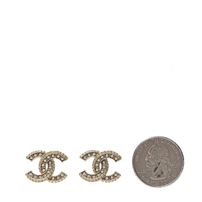 Chanel Crystal Timeless CC Earrings Light Gold 2 of 5