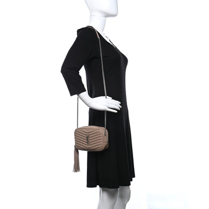 Saint Laurent Grain De Poudre Matelasse Monogram Mini Lou Camera Bag Dark Beige 2 of 12
