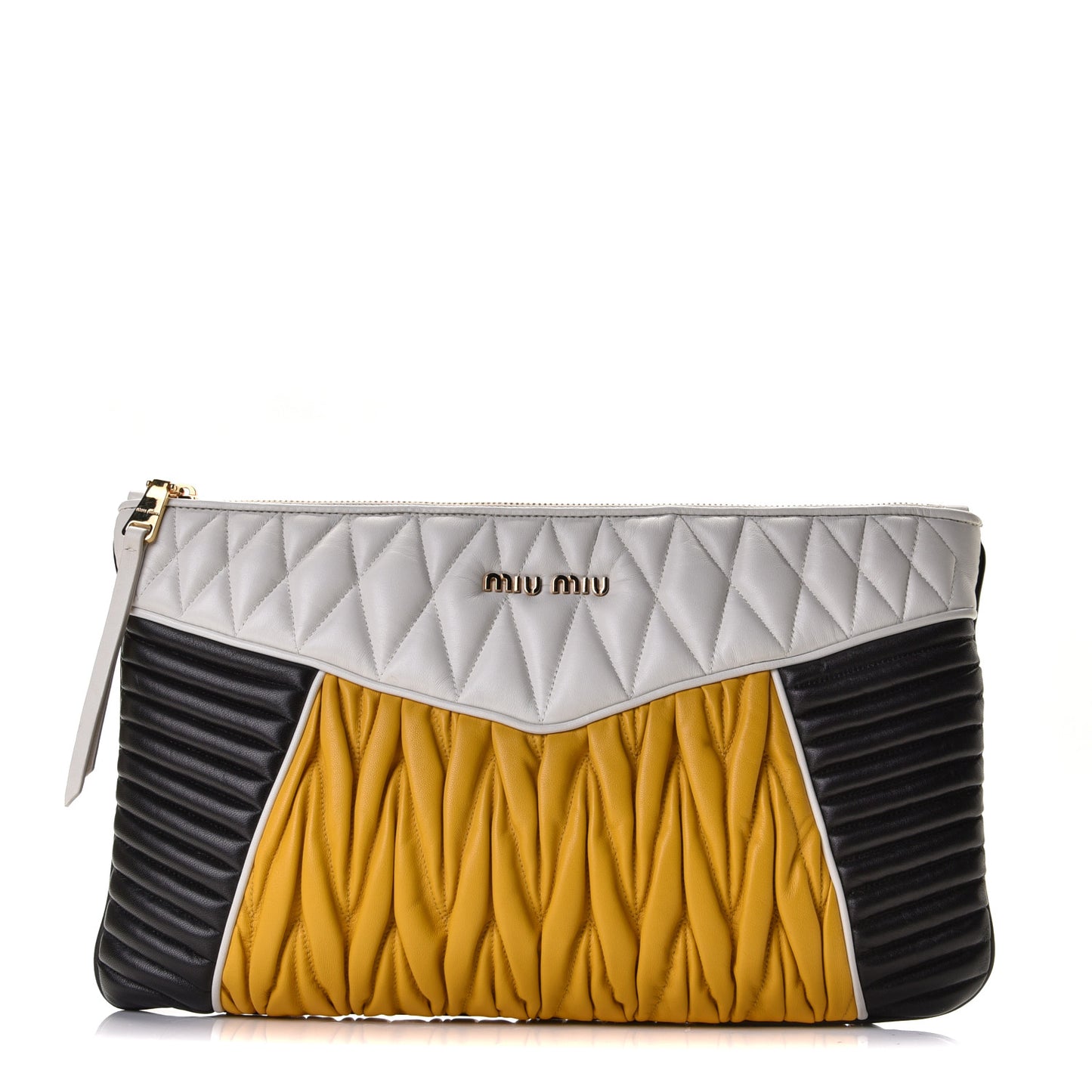 Nappa Matelasse Rider Clutch Miele Black White