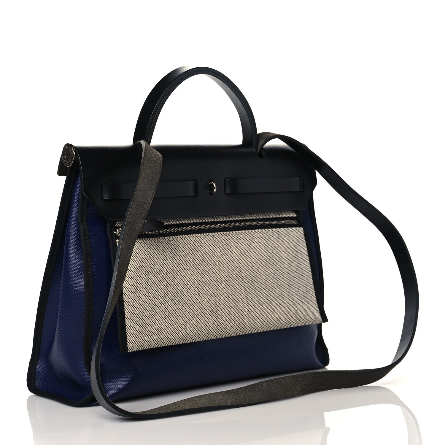 Hermes Toile H Berline Vache Hunter Herbag Zip PM 31 Bleu Encre Black 3 of 11