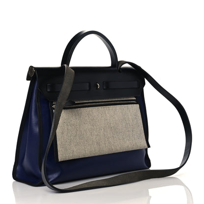 Hermes Toile H Berline Vache Hunter Herbag Zip PM 31 Bleu Encre Black 3 of 11