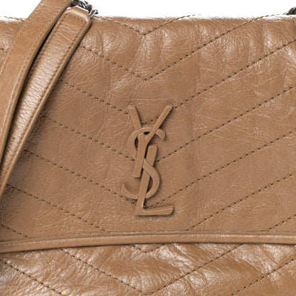 Saint Laurent Crinkled Calfskin Matelasse Monogram Medium Niki Chain Satchel Natural Tan 8 of 10