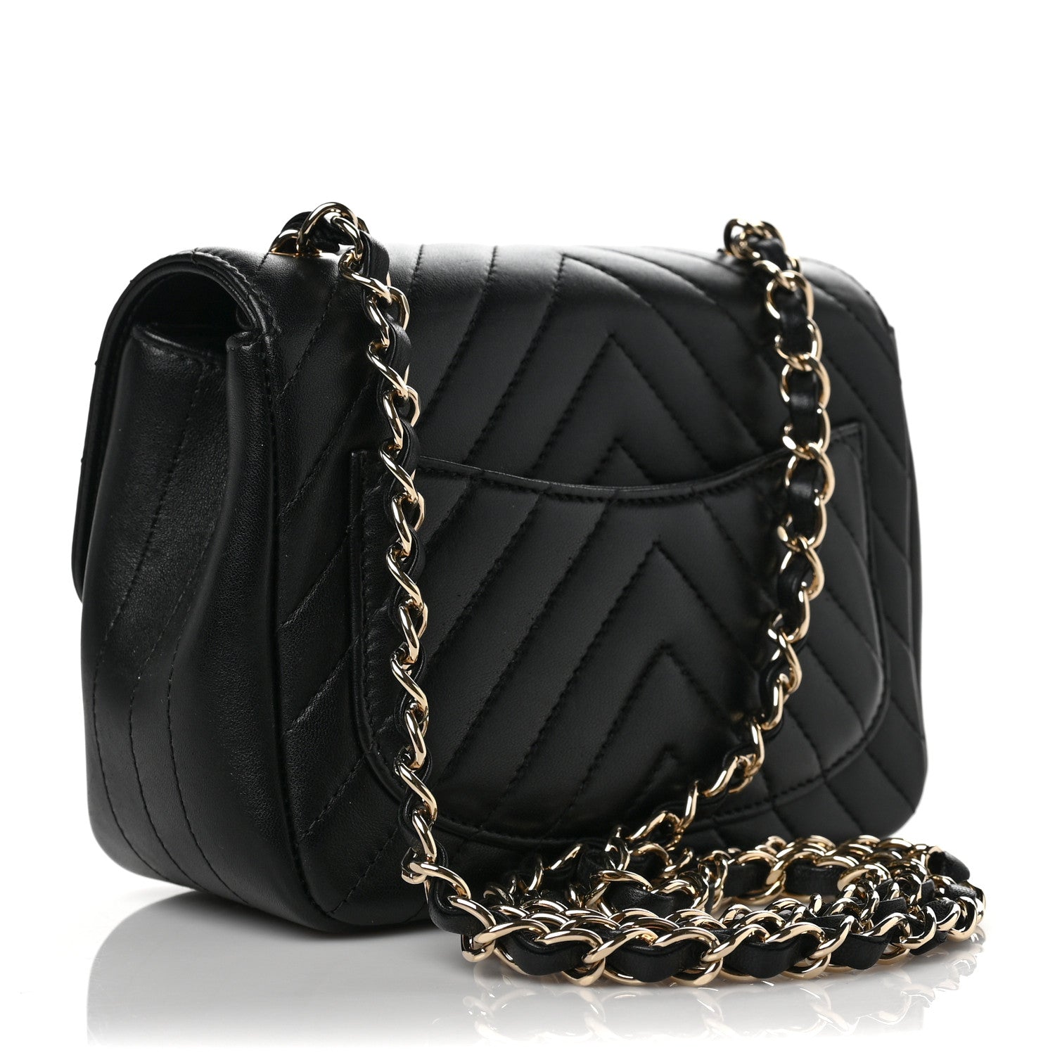 Chanel Lambskin Chevron Quilted Mini Square Flap Black 3 of 7