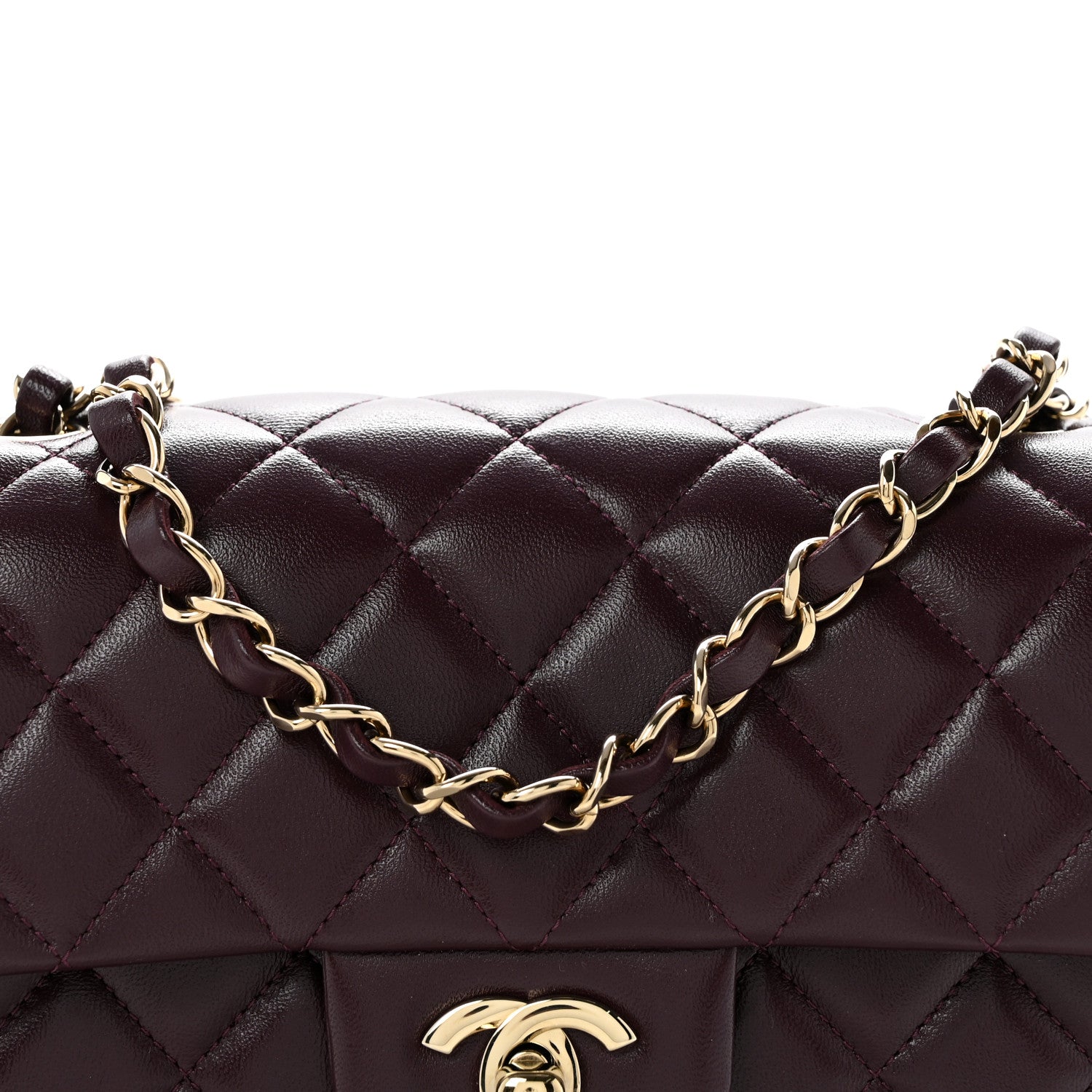 Chanel Lambskin Quilted Mini Rectangular Flap Burgundy 8 of 11