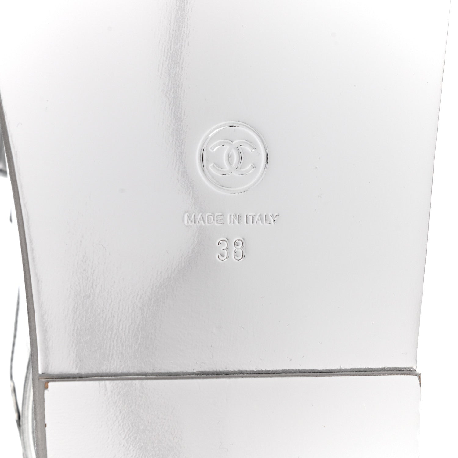 Chanel Laminated Calfskin Velcro Dad Sandals 38 Silver 6 of 9