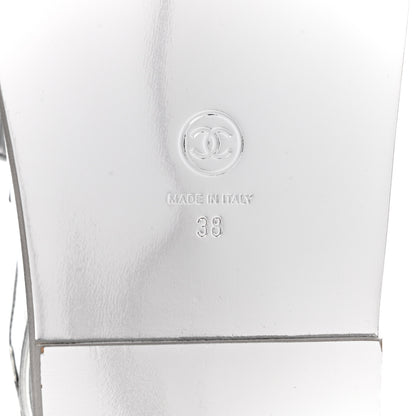 Chanel Laminated Calfskin Velcro Dad Sandals 38 Silver 6 of 9