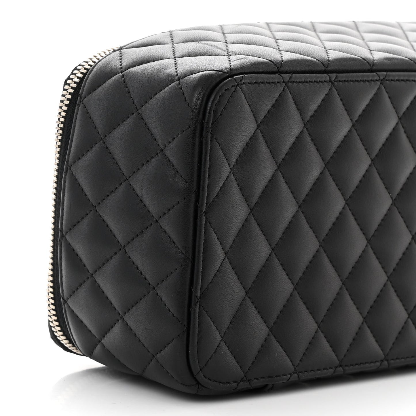 Lambskin Quilted Large Jewelry Case Black
