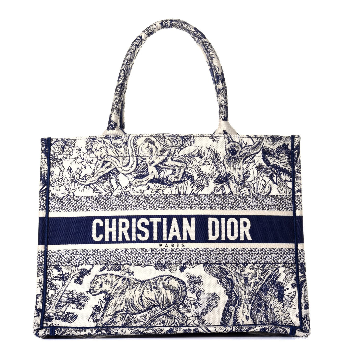 Canvas Embroidered Medium Dioriviera Toile De Jouy Book Tote Blue