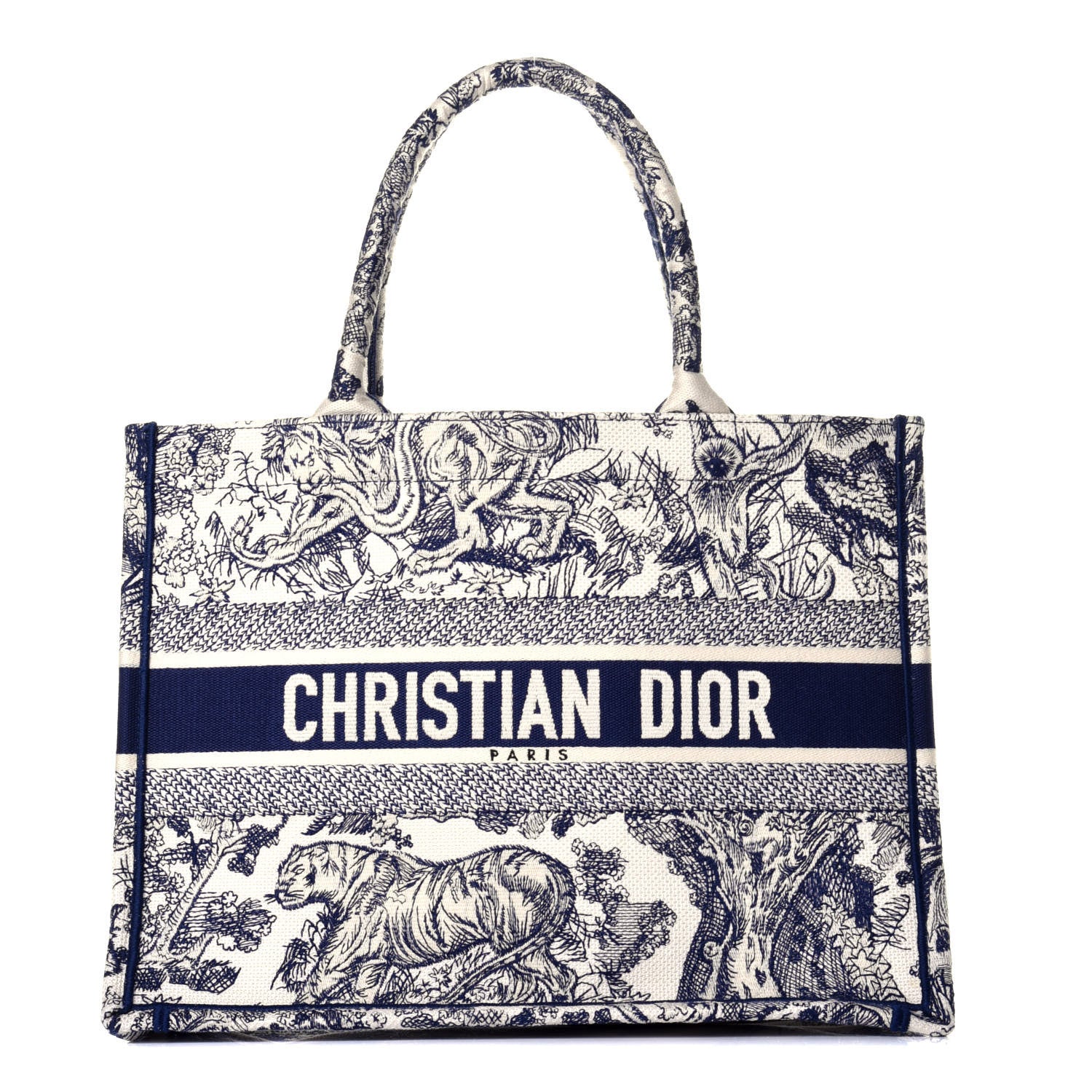 Christian Dior Canvas Embroidered Medium Dioriviera Toile De Jouy Book Tote Blue 1 of 8