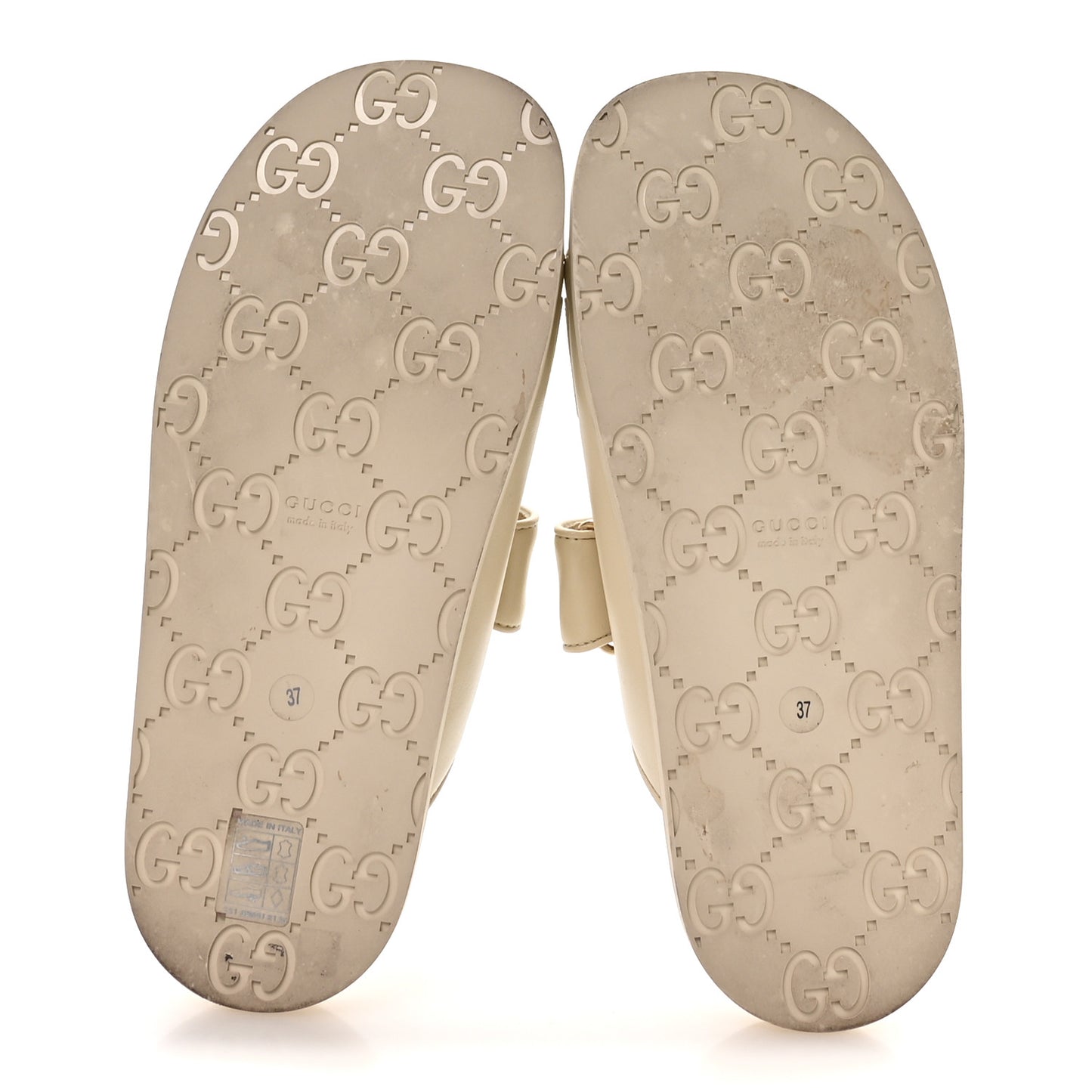 Calfskin Double G Crystal Womens Isla Dad Sandals 37 Ivory