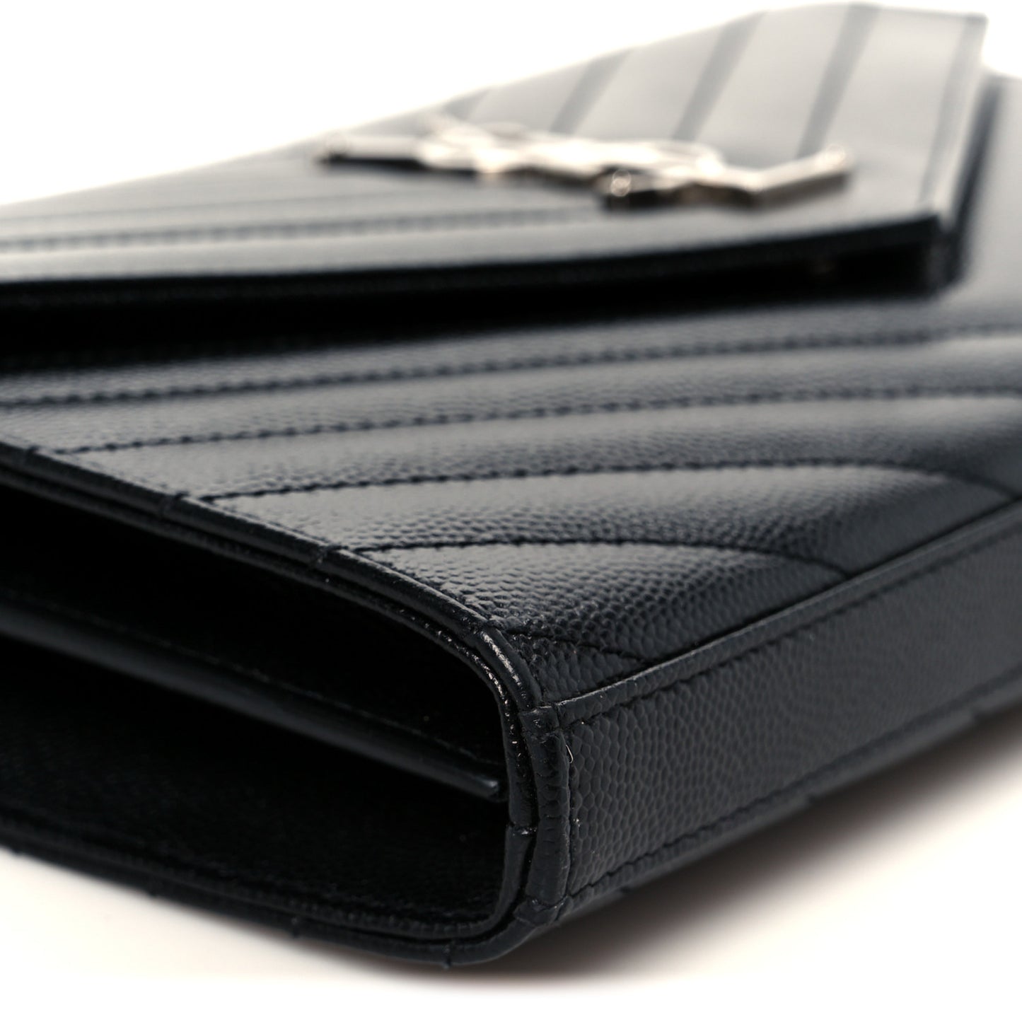 Grain De Poudre Matelasse Chevron Monogram Chain Wallet Black