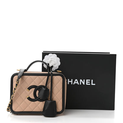 Chanel Caviar Quilted Medium CC Filigree Vanity Case Beige Black 11 of 11