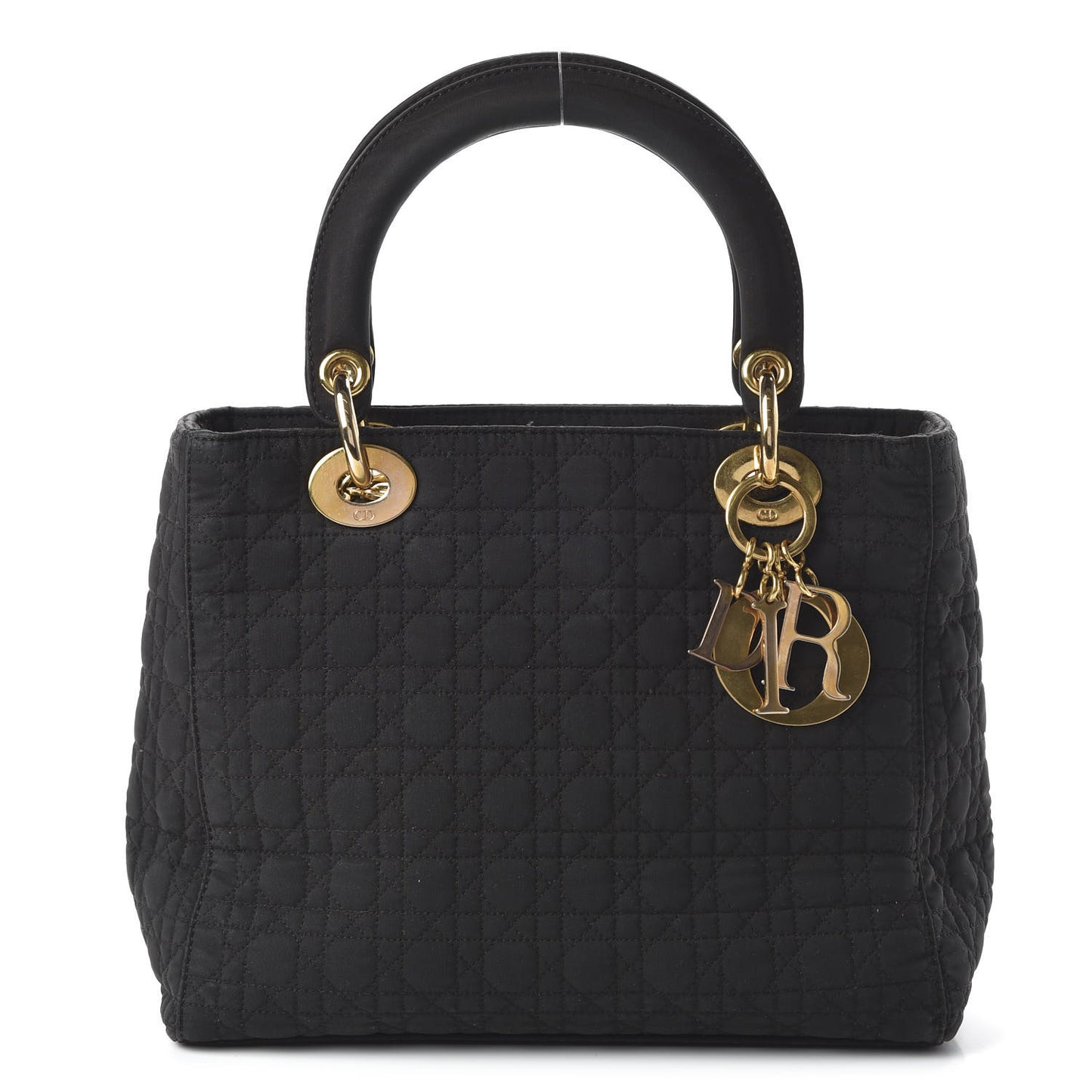 Nylon Cannage Stitched Medium Lady Dior Black