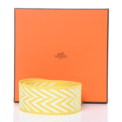 Hermes Toile Swift 50mm Sangle ZigZag Shoulder Strap Jaune Citron Blanc Jaune De Naples 5 of 5