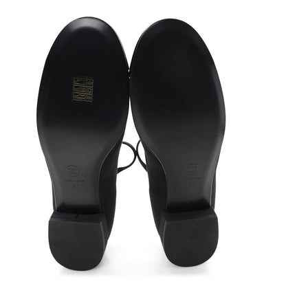 Chanel Grosgrain Patent Calfskin Cap Toe T Strap CC Flats 41 Black 6 of 9