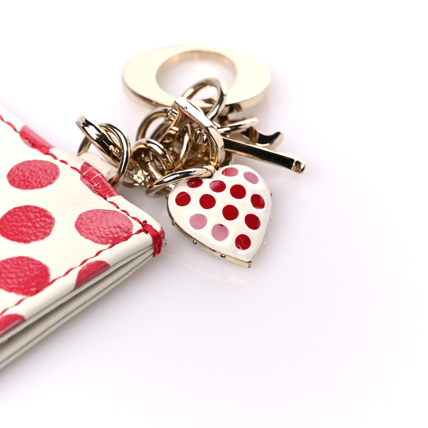 Calfskin DiorAmour Dots Card Holder Red White