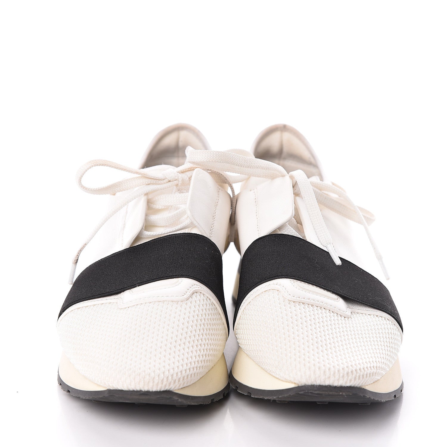 Balenciaga Calfskin Neoprene Mesh Suede Womens Race Runner Sneakers 40 White Black 2 of 7